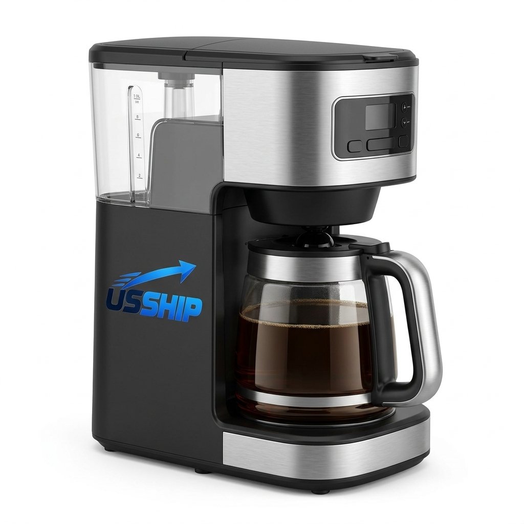 A_professional_e-commerce_product_photograph_20260926121137 Usship 10-Cup Programmable Drip Coffee Maker with Glass Carafe and Removable Water Reservoir - Image 1